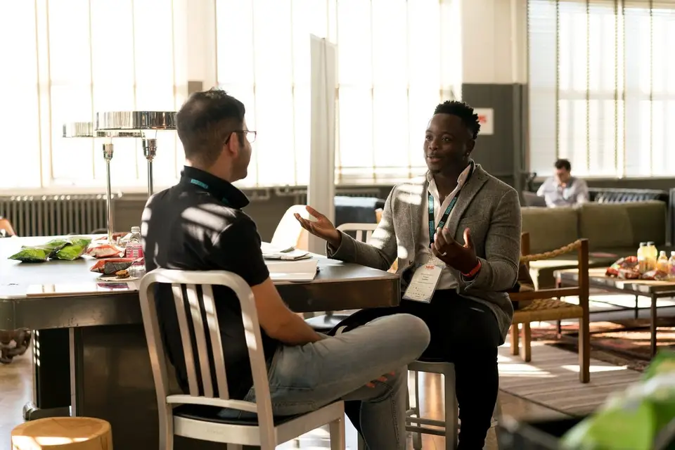 Two professionals meeting